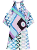 PUCCI Vivara-print cold-shoulder dress - Blue