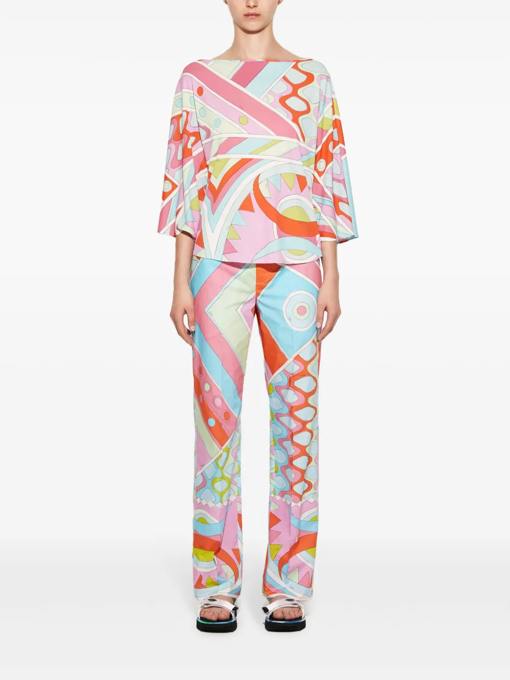 PUCCI Blouse met boothals en print - Blauw