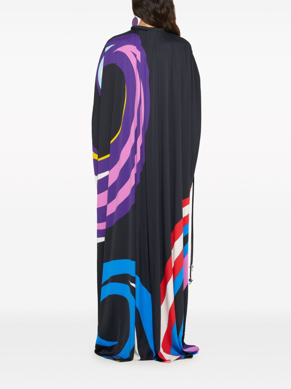 Shop Pucci Cigni-print Cape Gown In Black