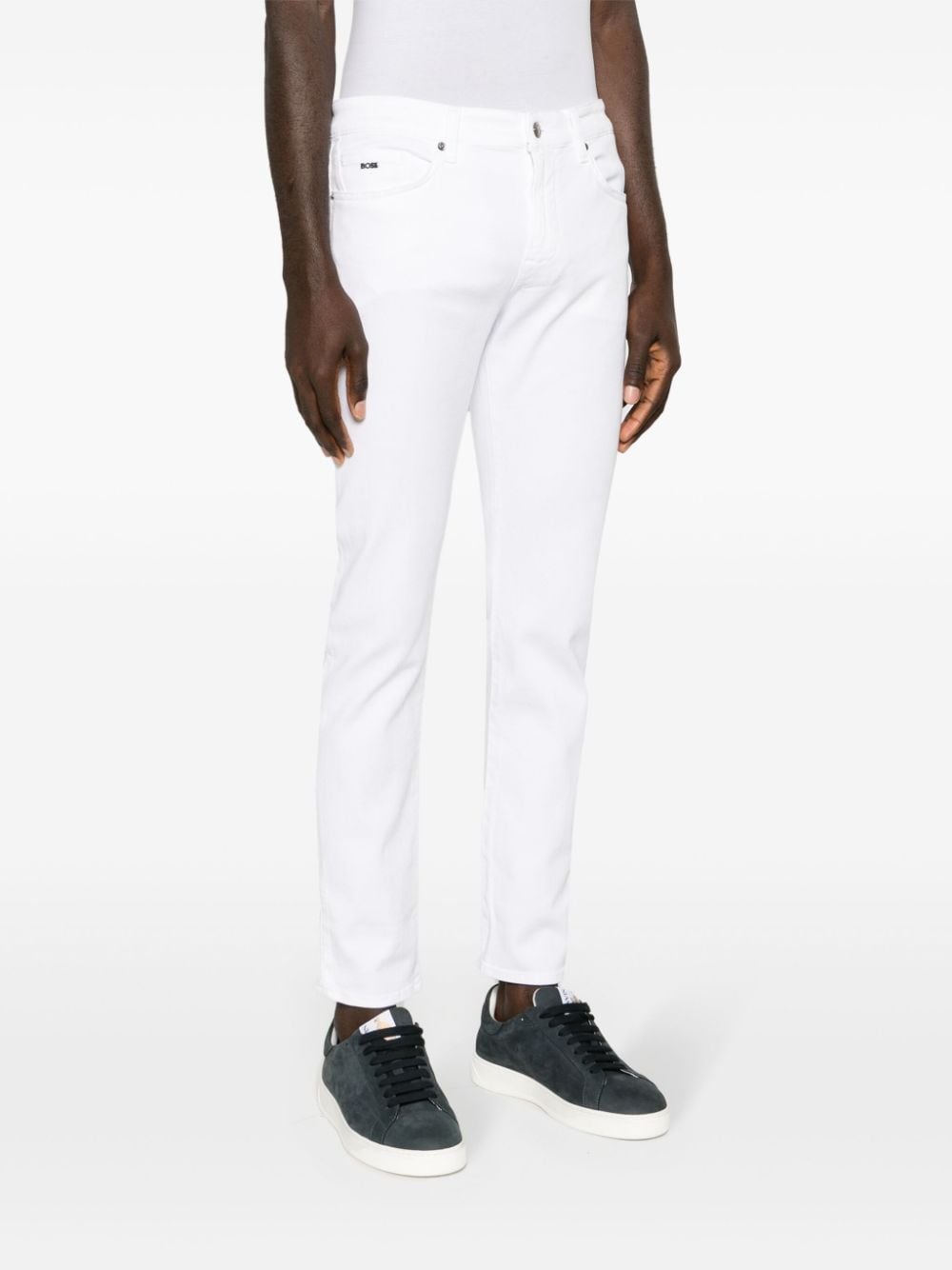 Shop Hugo Boss Low-rise Slim-fit Jeans In White