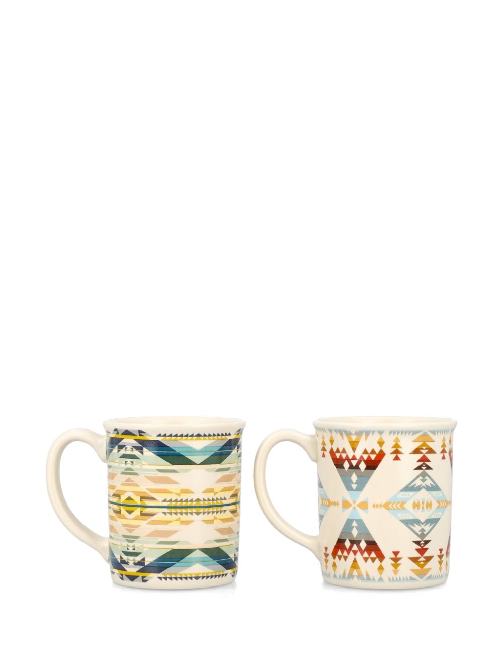Shop Pendleton Geometric-print Ceramic Mug (set Of Four) In White