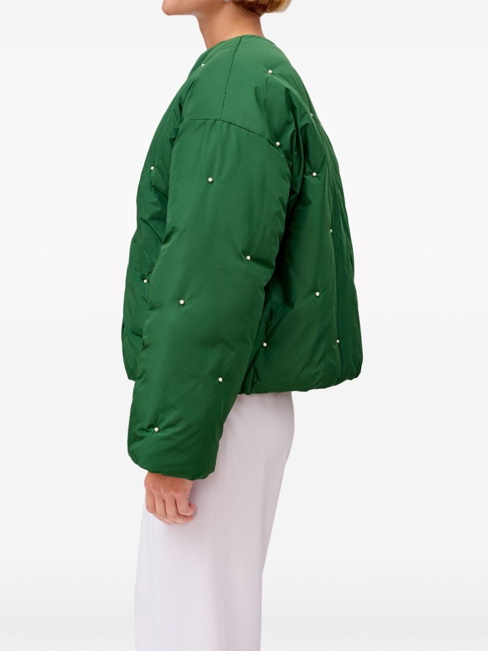 Shop Sleeper Faux Pearl-embellished Bomber Jacket In 绿色