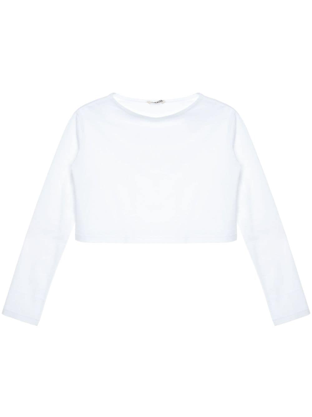 Auralee Boat-neck Organic Cotton T-shirt In White