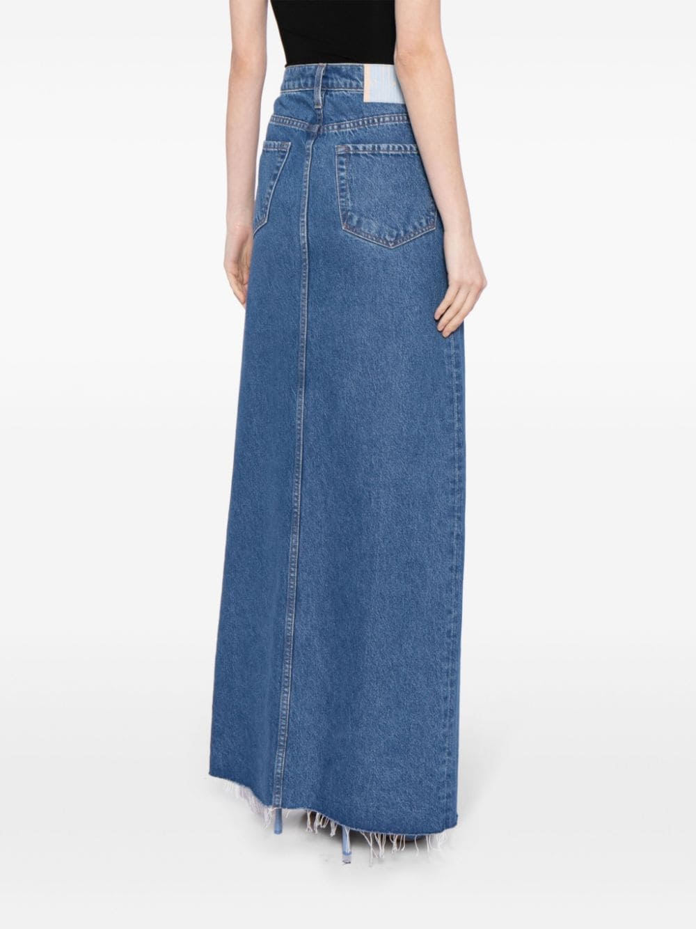 Shop Mother Snacks High-rise Denim Skirt In Blue