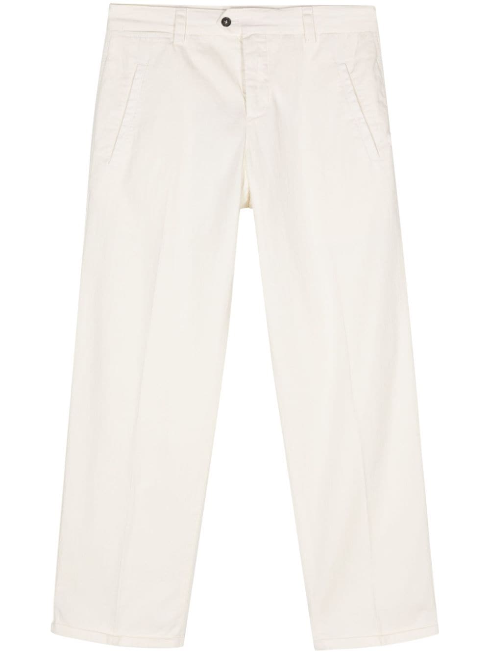 Pt Torino Herringbone Straight-leg Trousers In White