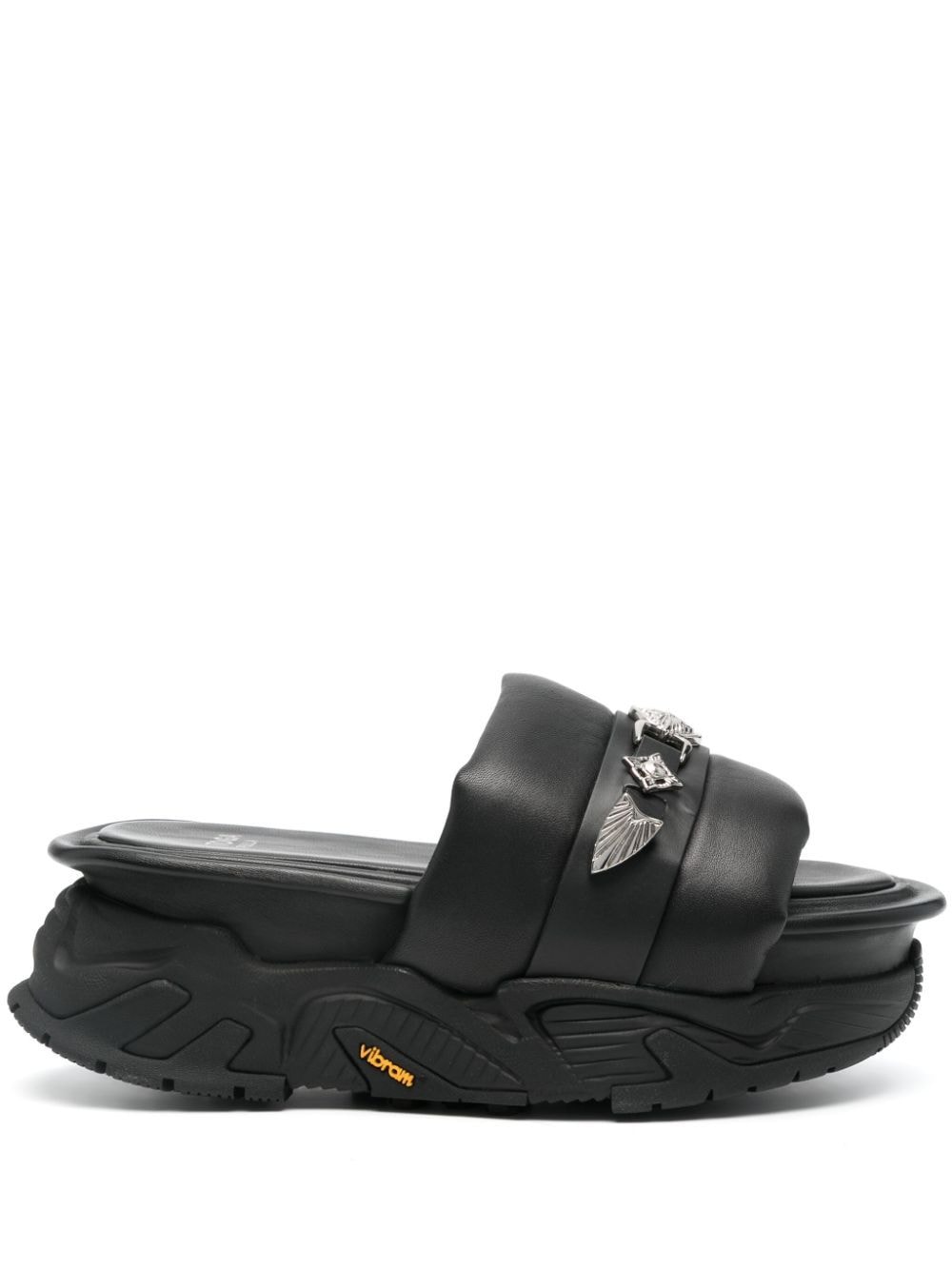 Shop Toga Stud-embellished Flatform Sandals In Black
