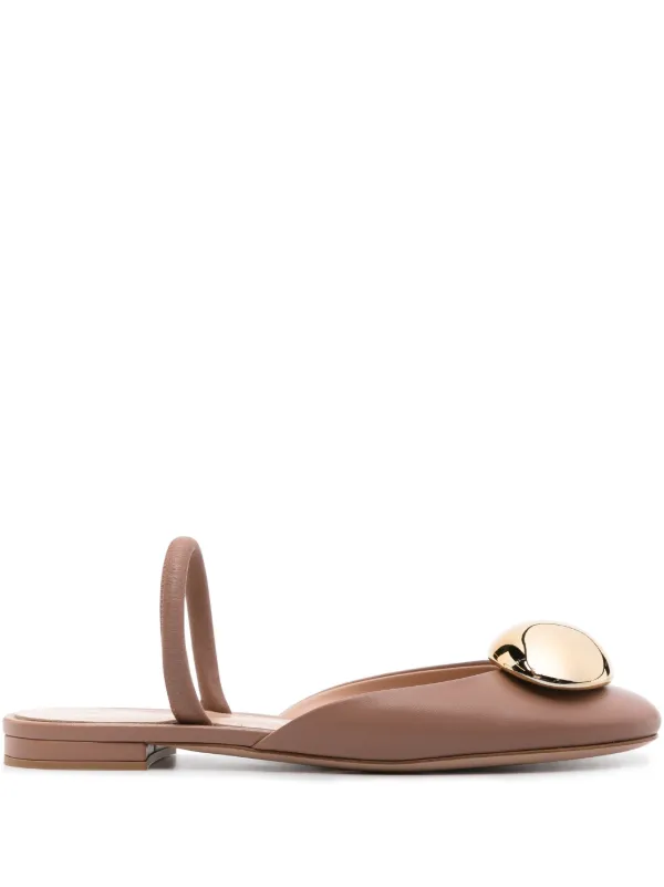 【関税・送料込】GIANVITO ROSSI Sphera レザースリングバック GIANVITO ROSSI Sphera embellished leather slingback flats