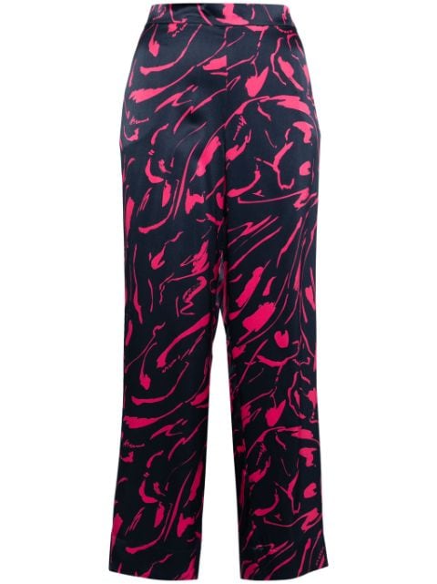 Asceno abstract-print silk trousers