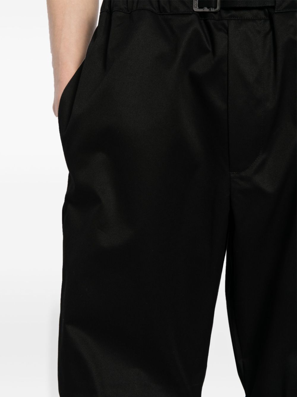 Shop Darkpark Belted Cropped Trousers In Black