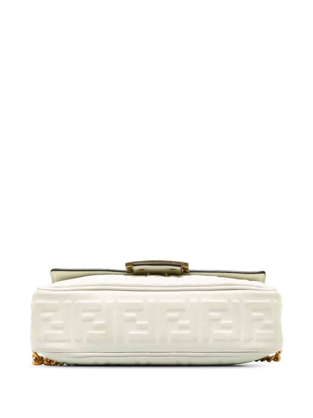 Pre-owned Fendi 2019-2023 Medium Zucca-embossed Baguette Shoulder Bag In White