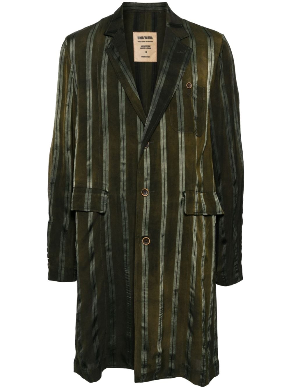 Shop Uma Wang Giovanni Striped Coat In Green