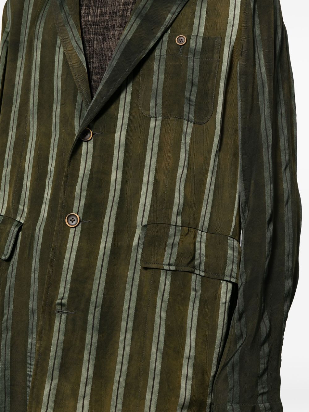 Uma Wang Giovanni striped coat Groen