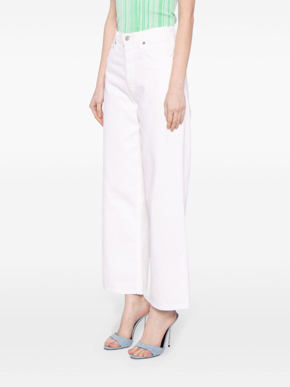 Shop Agolde Ren Wide-leg Jeans In White