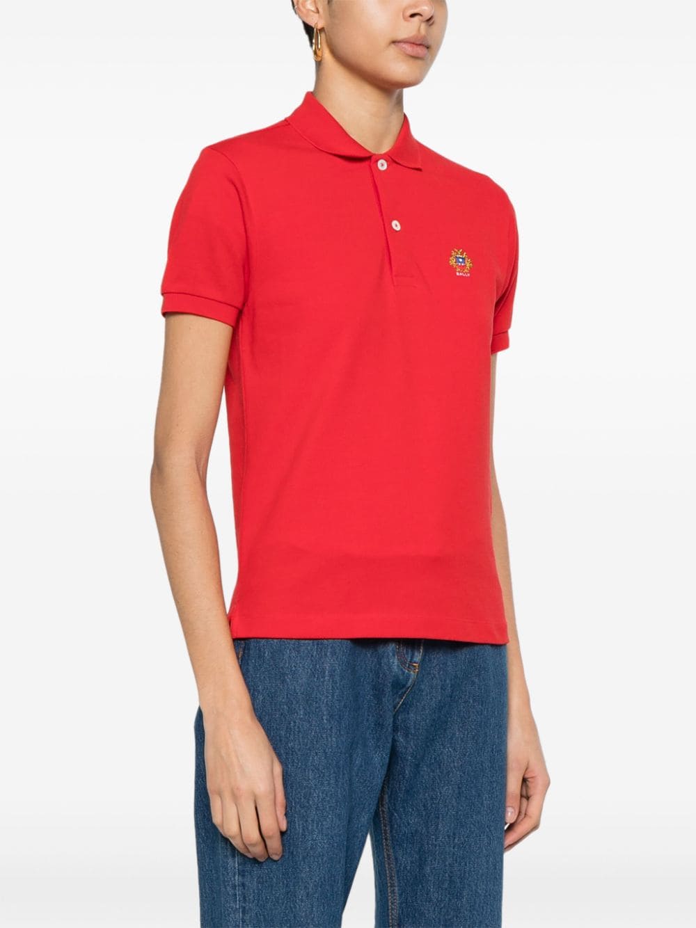 Shop Bally Embroidered-logo Polo Shirt In Red
