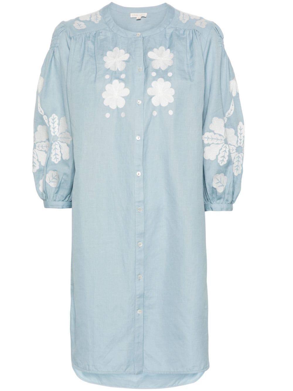 Shop Louise Misha Nilou Floral-embroidery Dress In Blue