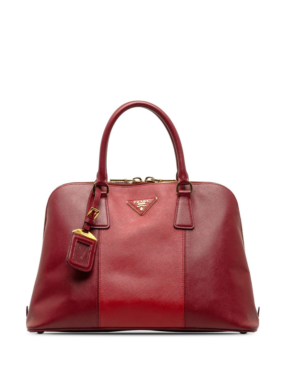 Pre-owned Prada 2013-2023 Medium Saffiano Bicolor Promenade Handbag In Red