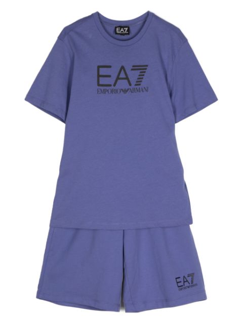 Ea7 Emporio Armani logo-print cotton shorts set