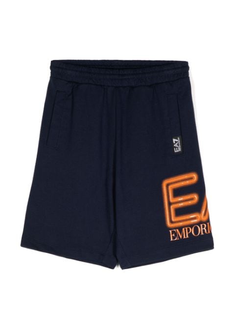 Ea7 Emporio Armani raised-logo cotton track shorts