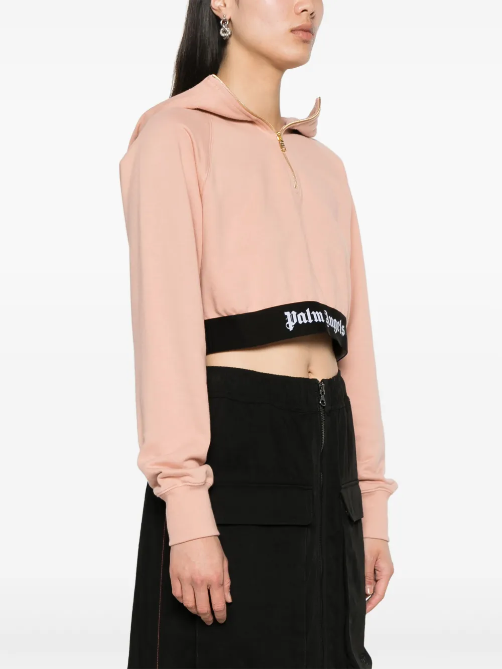 Shop Palm Angels Logo-underband Cropped Sweatshirt In Pink