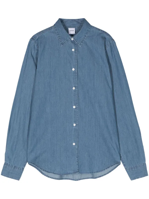 ASPESI Long-sleeve Cotton Shirt in Blue