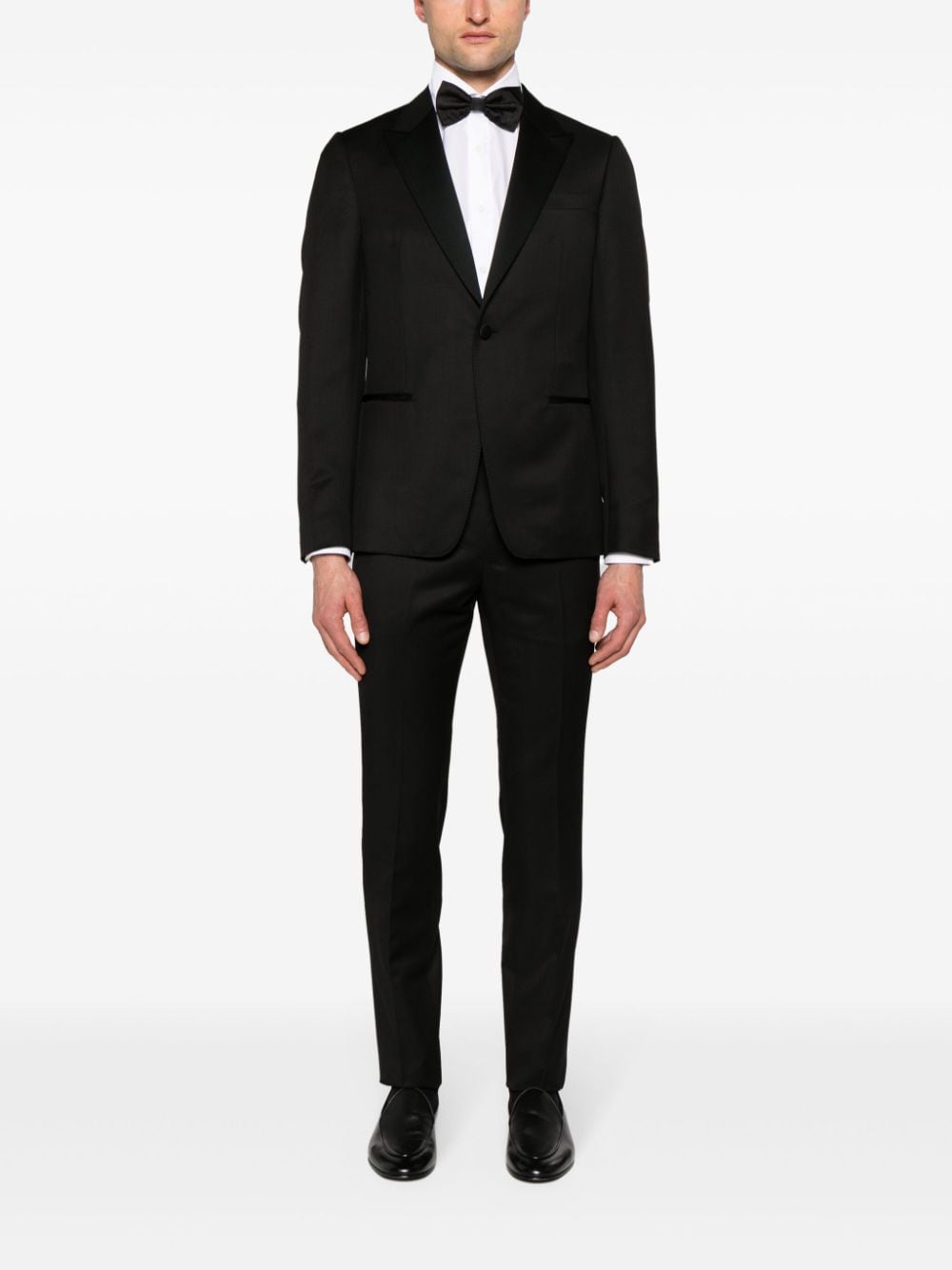 Shop Zegna Peak-lapels Single-breasted Suit In Black