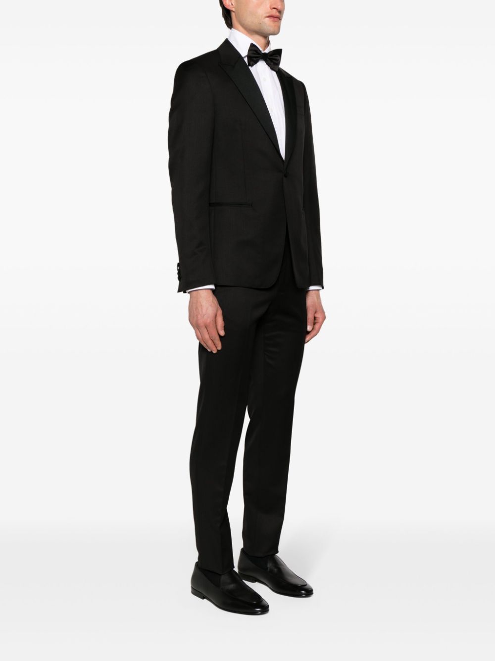 Shop Zegna Peak-lapels Single-breasted Suit In Black