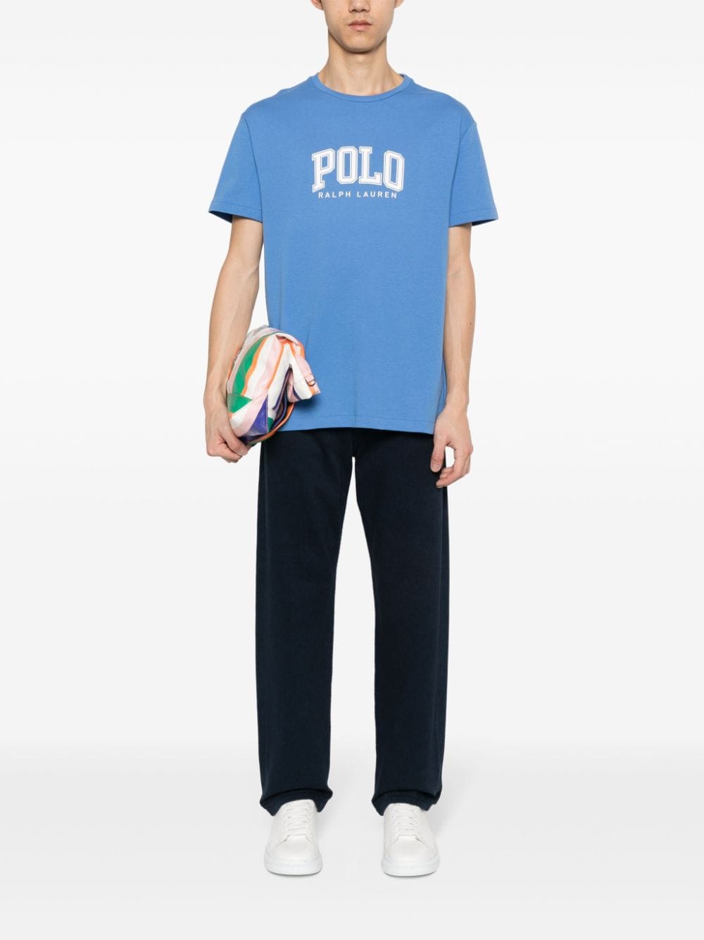 Shop Polo Ralph Lauren Logo-print Cotton T-shirt In Blue