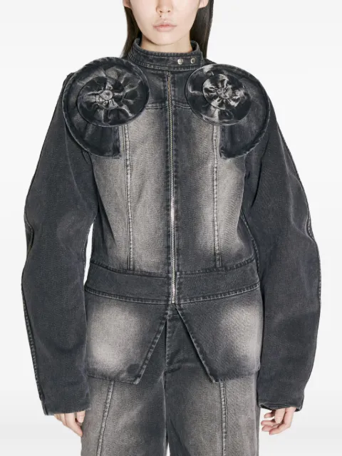 Fidan Novruzova rosette-appliqué zip-front jacket