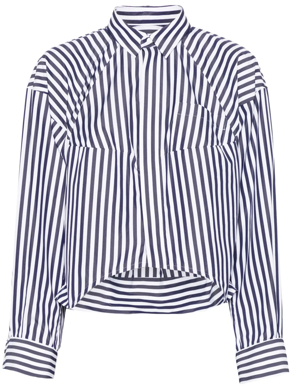 Sacai Striped Classic-collar Shirt In 222 Blu