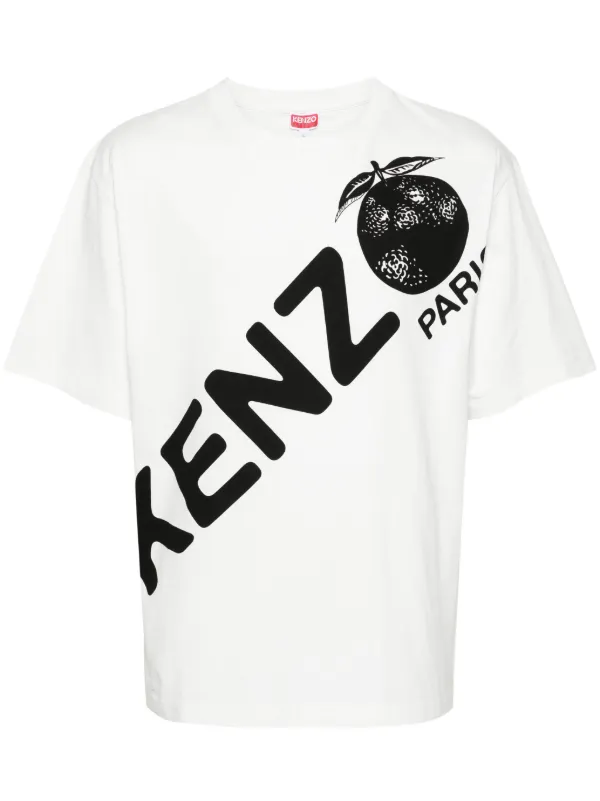 Kenzo logo print Cotton T shirt White FARFETCH AO