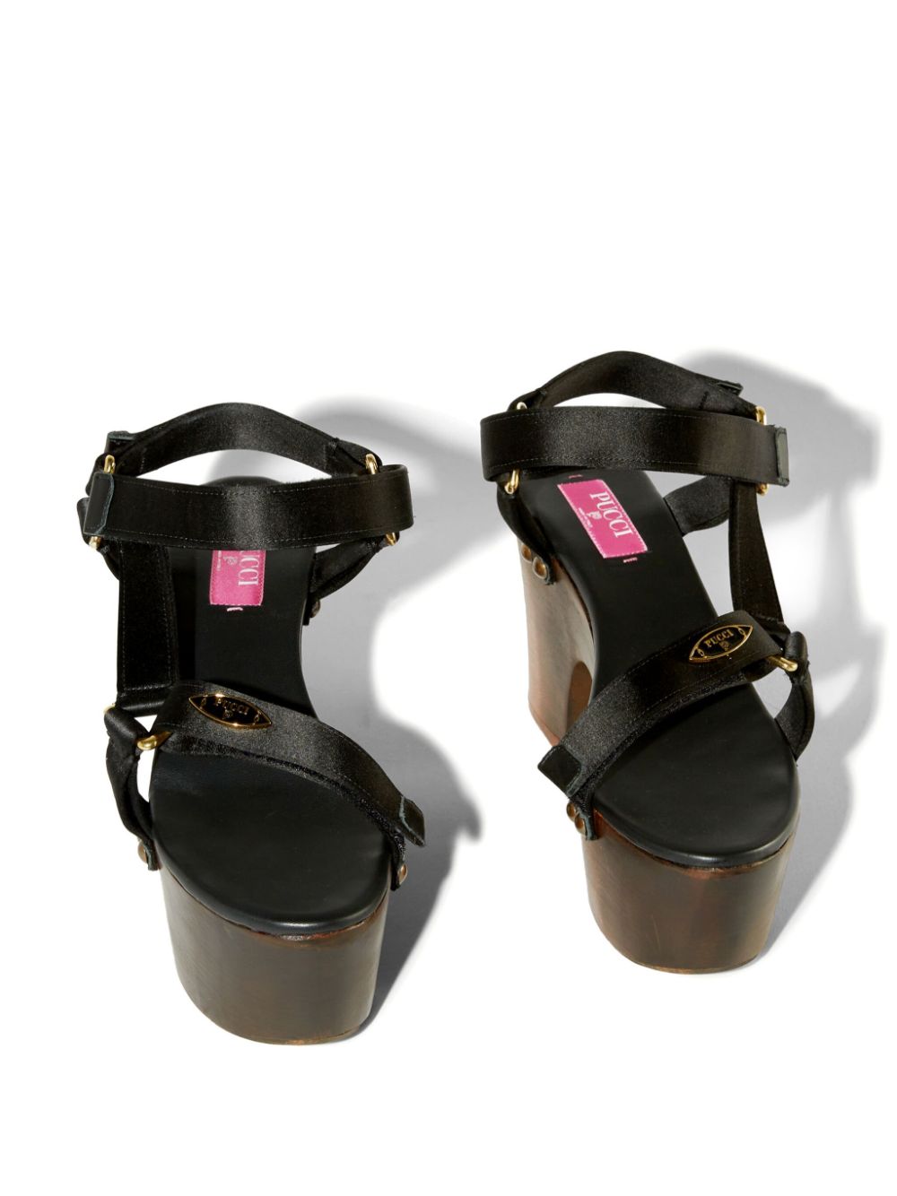 Shop Pucci Crush Logo-plaque Wedge Sandals In Black