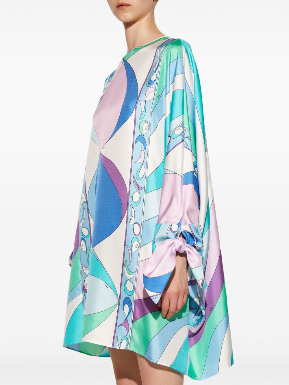 Shop Pucci Pesci-print Silk Minidress In 蓝色