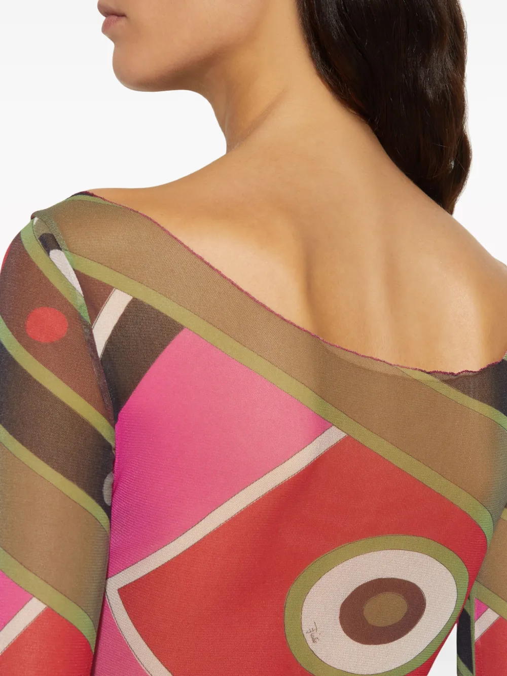 Pucci Vivara-print Mesh Top In Pink