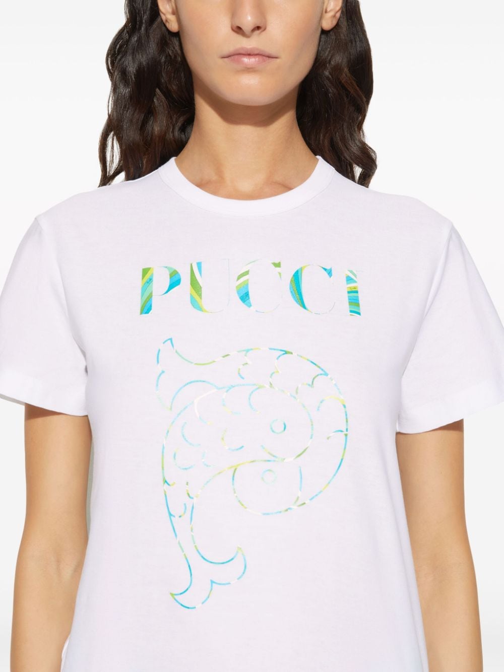 PUCCI Katoenen T-shirt met logoprint Wit