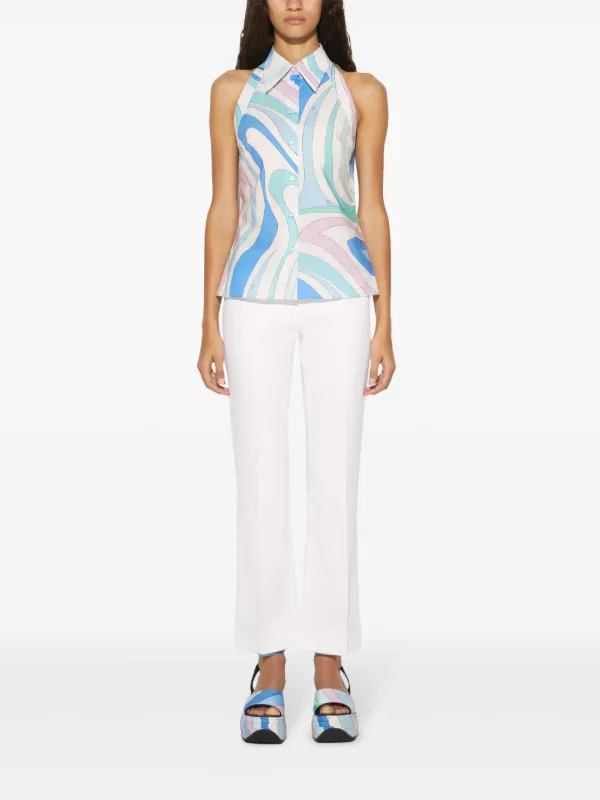PUCCI Marmo-print Sleeveless Shirt | White | FARFETCH