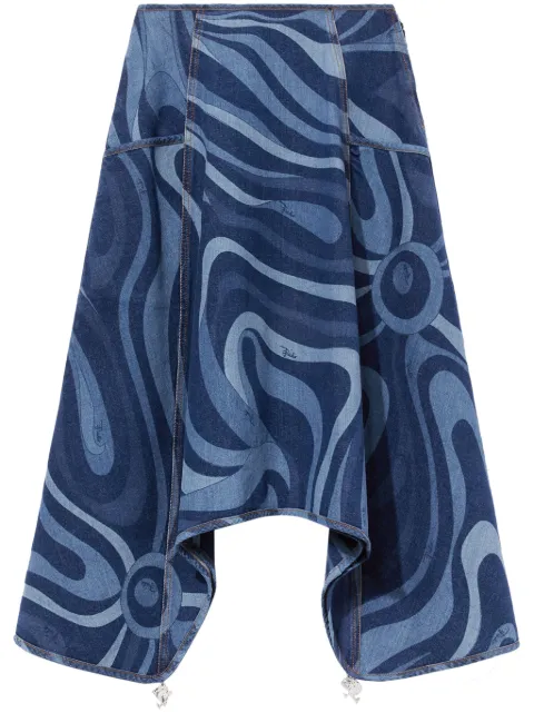 PUCCI Marmo-print denim skirt