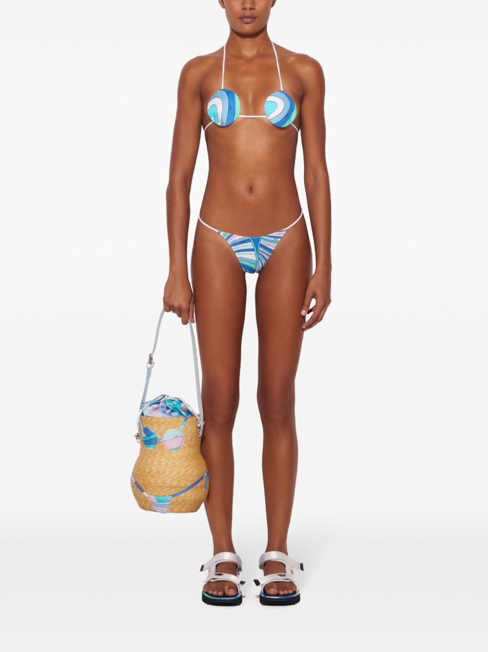 Shop Pucci Iride-print Bikini Top In Blue