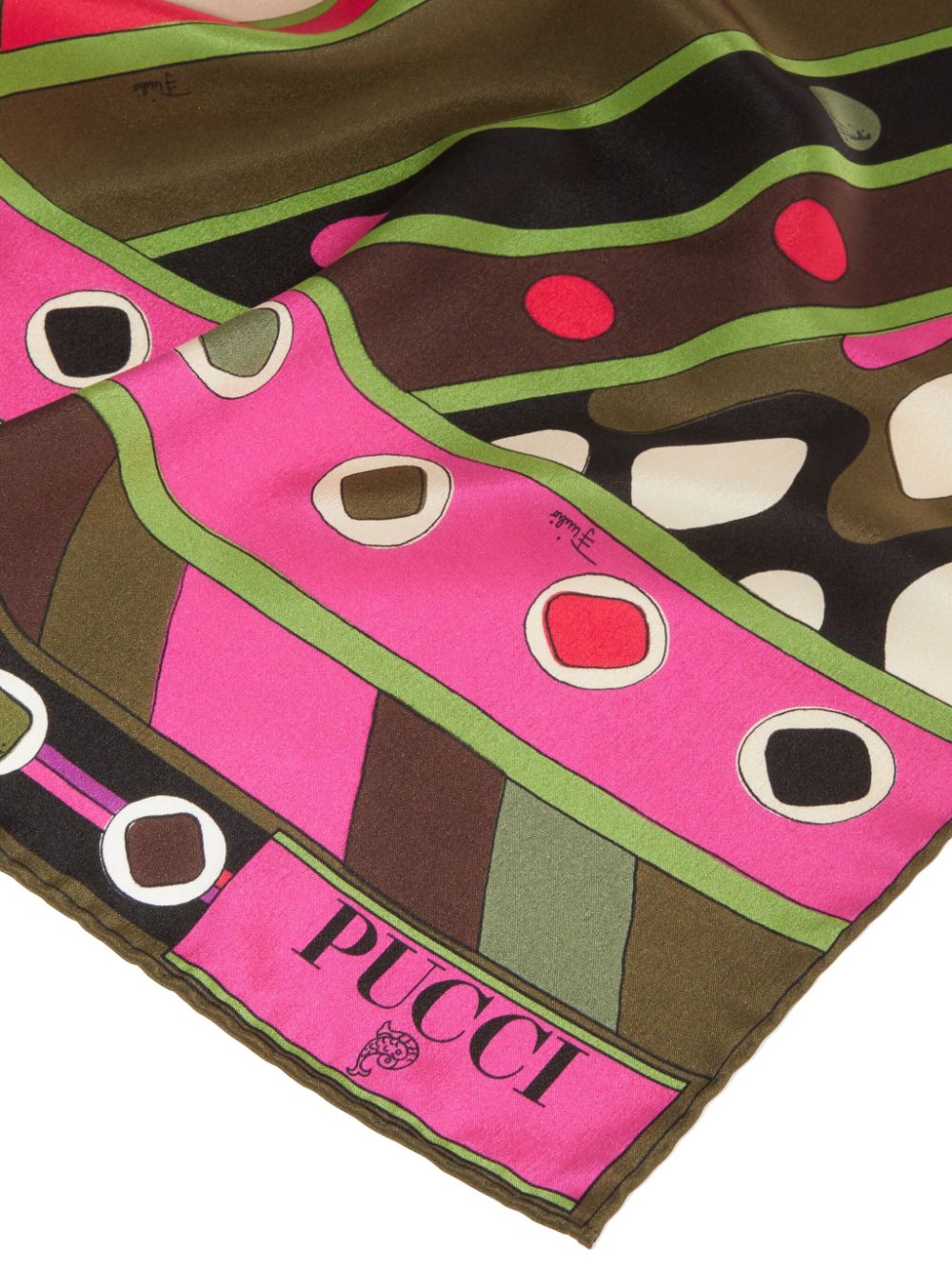 Shop Pucci Vivara-print Silk Scarf In Green