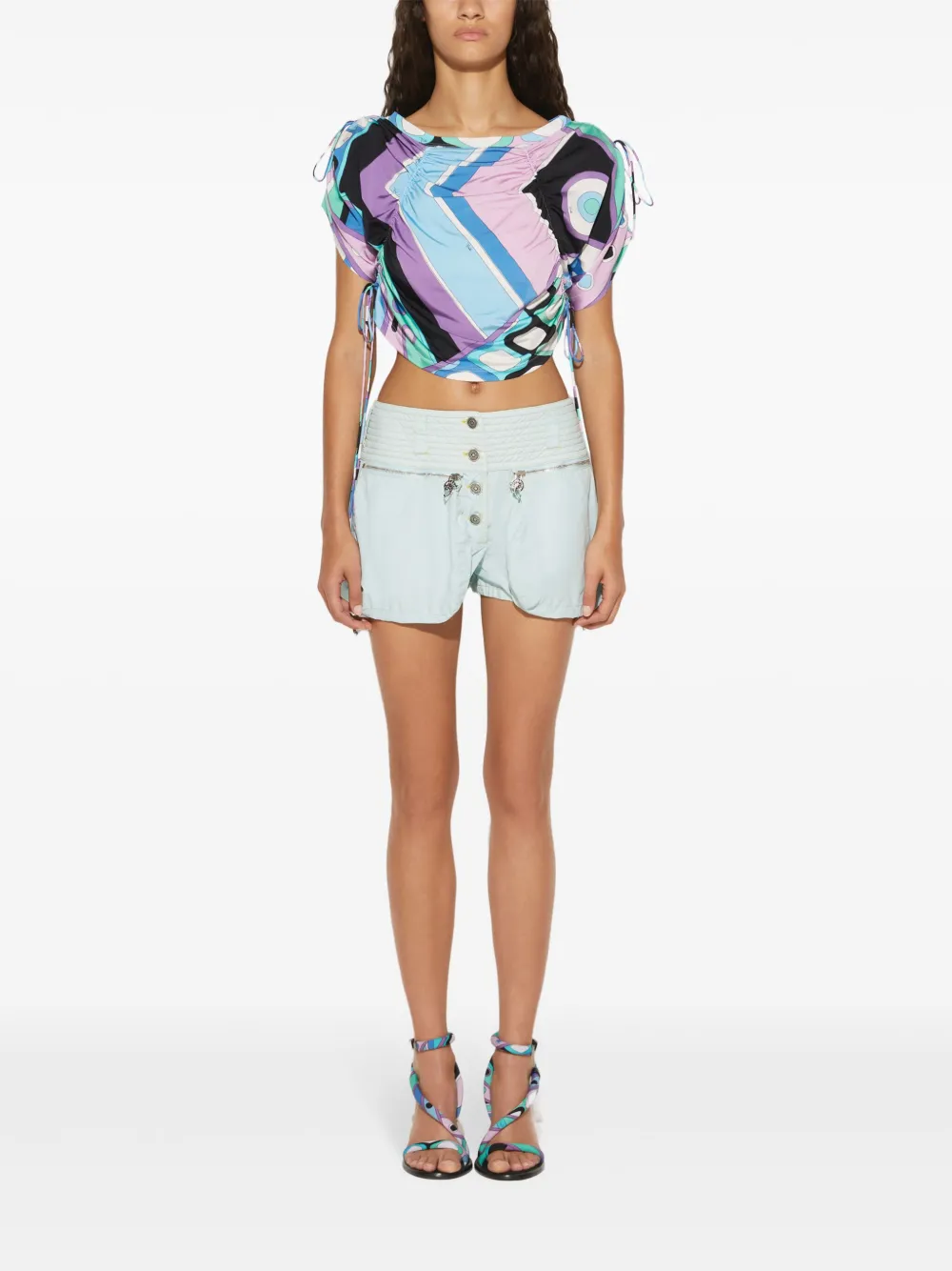 Pucci Toile Cargo Shorts In Blue