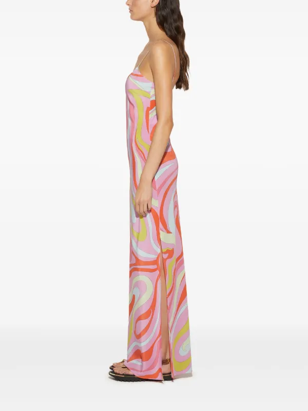 PUCCI Marmo-print Silk Dress | Pink | FARFETCH JO