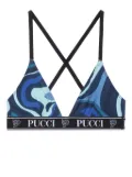 PUCCI logo-print cotton bra (set of three) - Blue