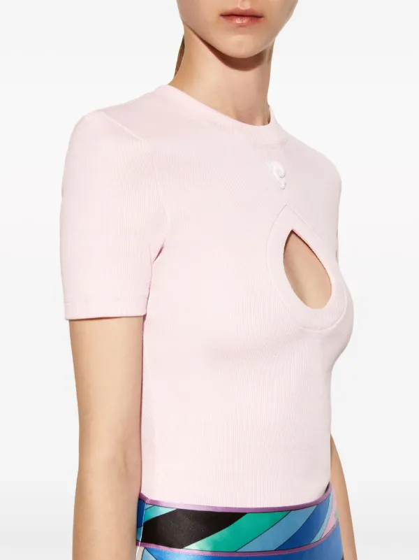 PUCCI Tシャツ ピンク PUCCI ribbed-knit T-shirt | Pink | FARFETCH JO