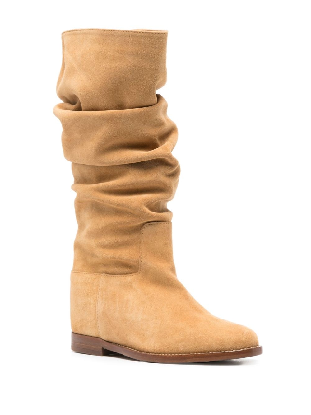 Shop Via Roma 15 Calf-length Suede Boots In Brown