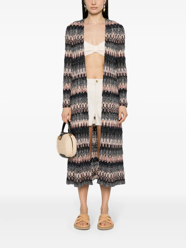 Missoni Zigzag Metallic Long Cardigan | Black | FARFETCH