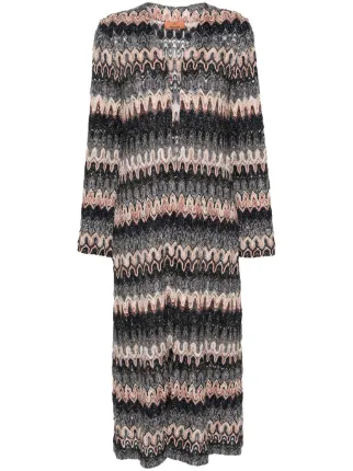 Missoni Zigzag Metallic Long Cardigan | Black | FARFETCH
