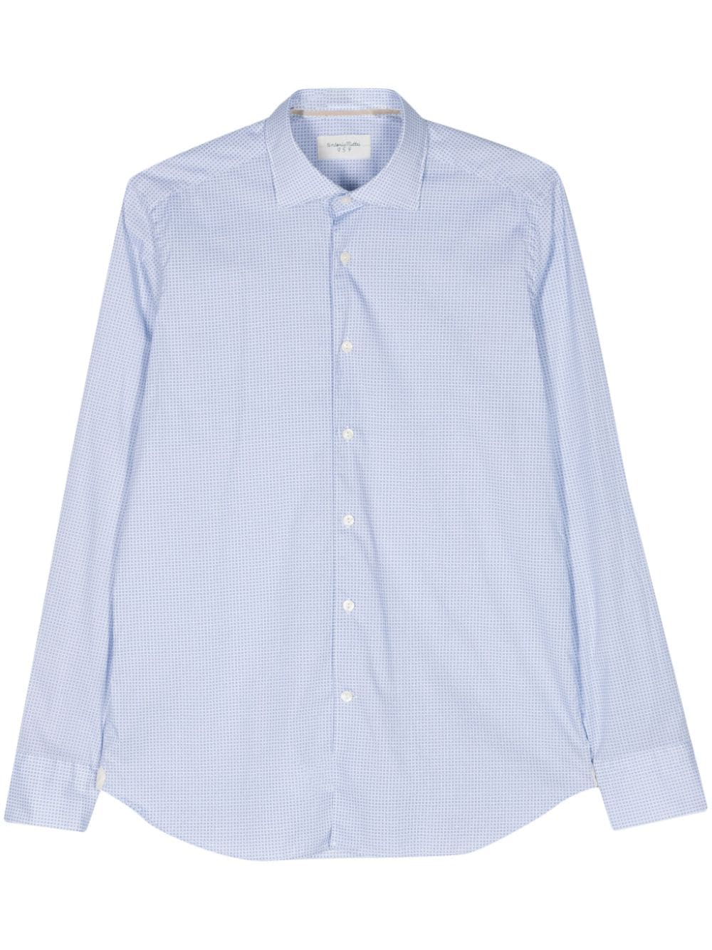 Shop Tintoria Mattei Geometric-print Cotton-blend Shirt In Blue