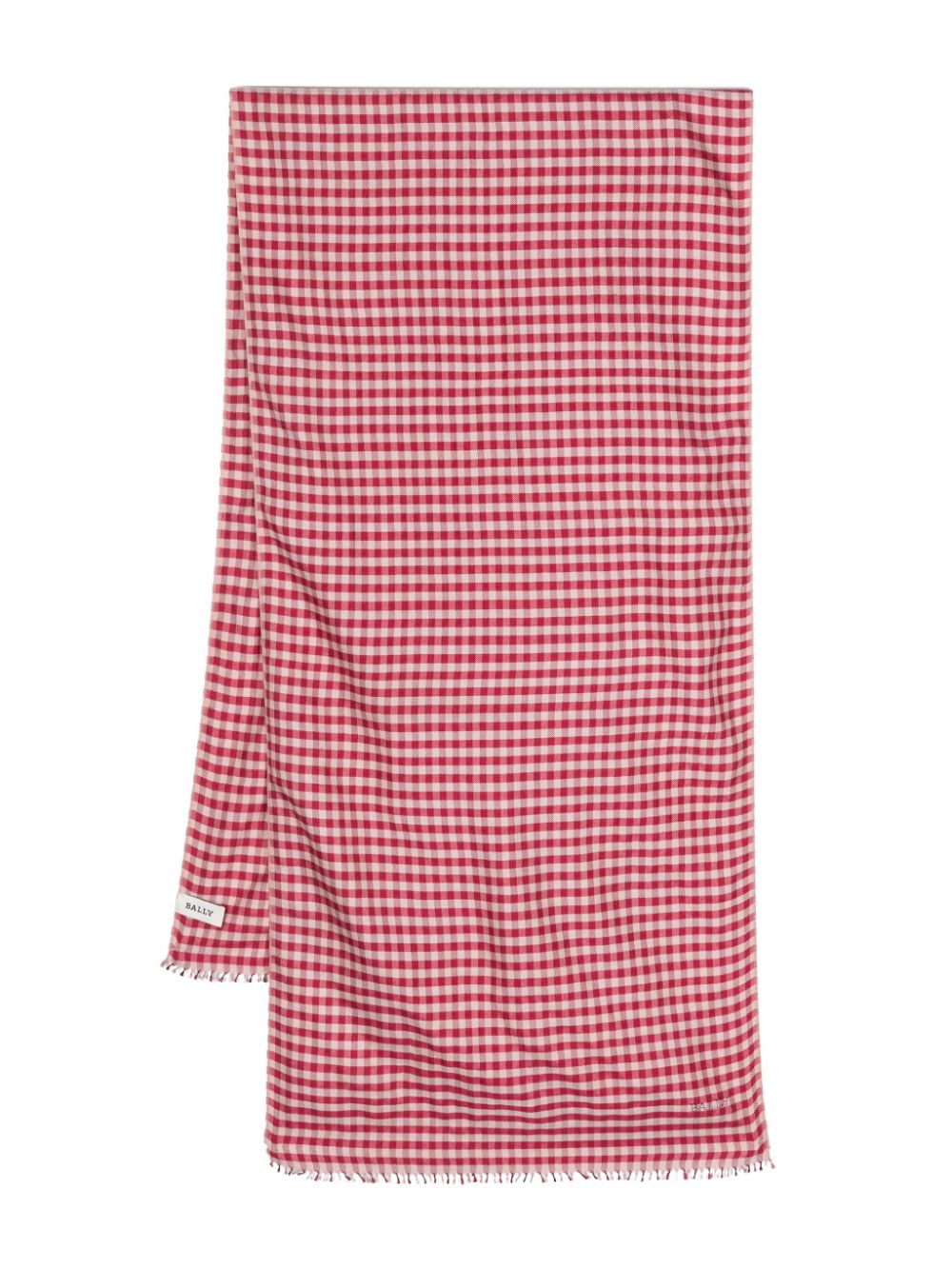 Bally Gingham-pattern Fringed Scarf In Red