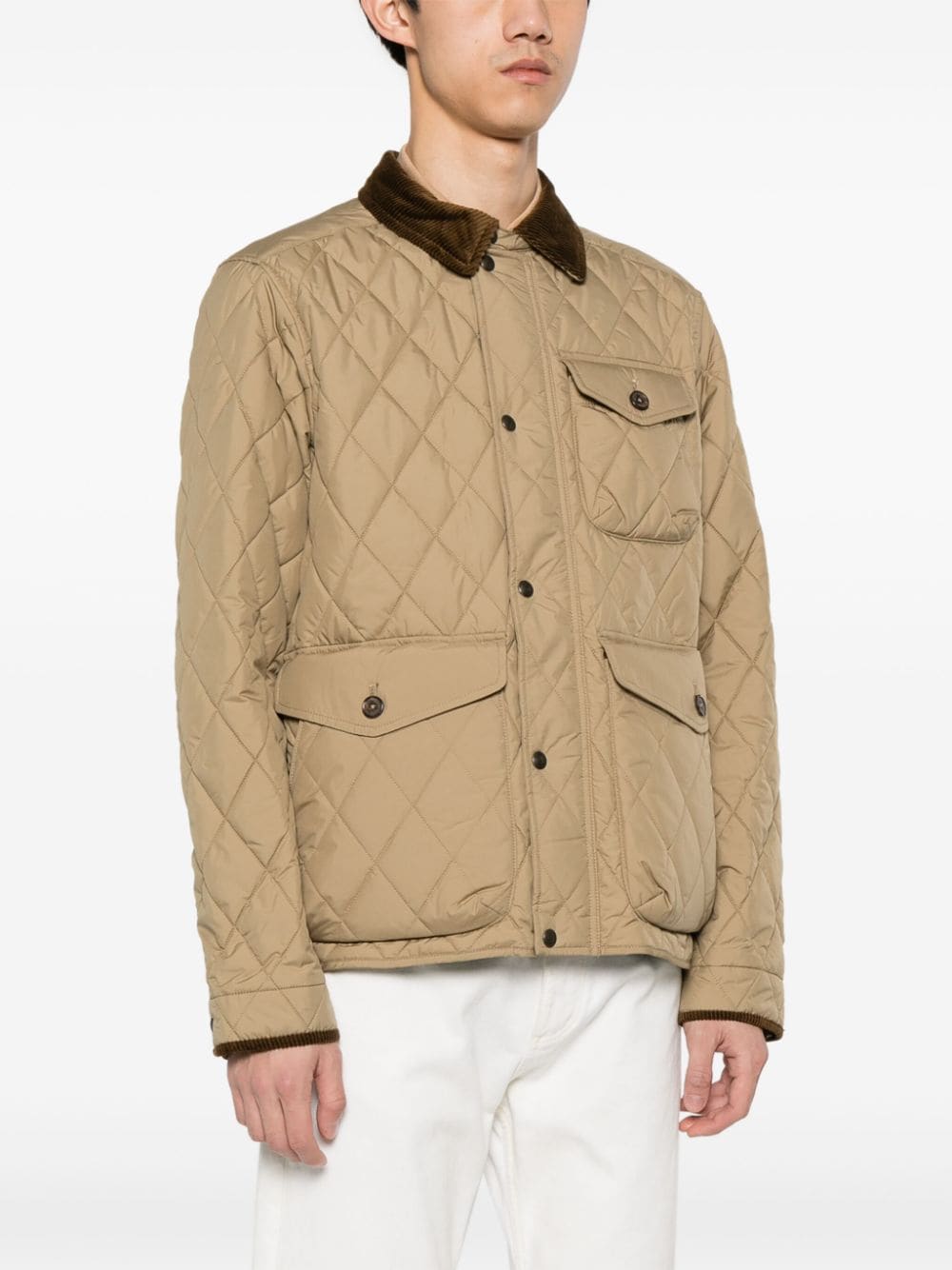 Shop Polo Ralph Lauren Logo-appliqué Quilted Jacket In Neutrals