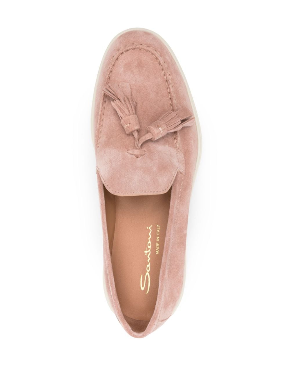 Shop Santoni Tassel-detail Suede Loafers In Pink