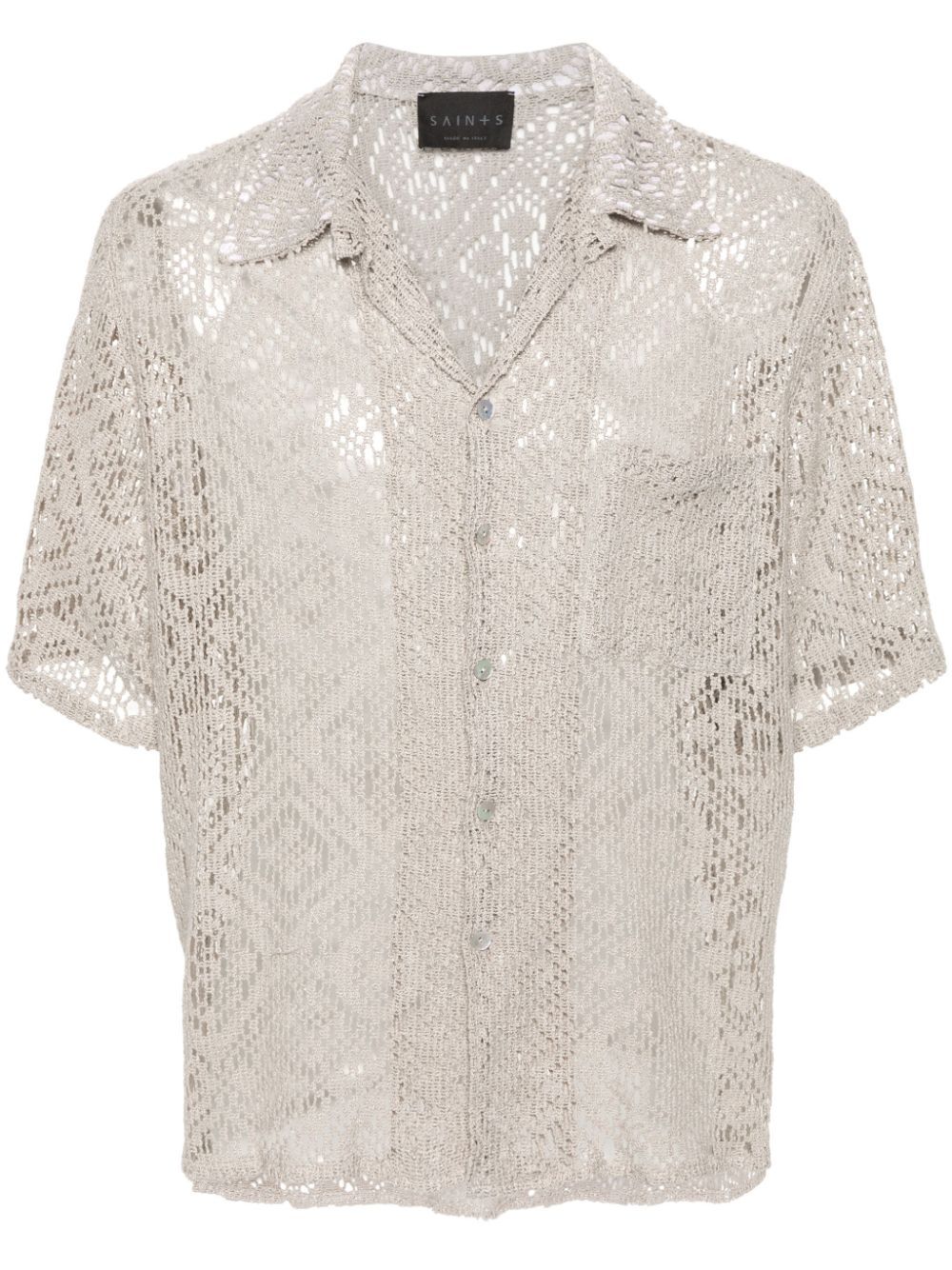 Shop Saints Studio Crochet-knit Linen Shirt In Neutrals